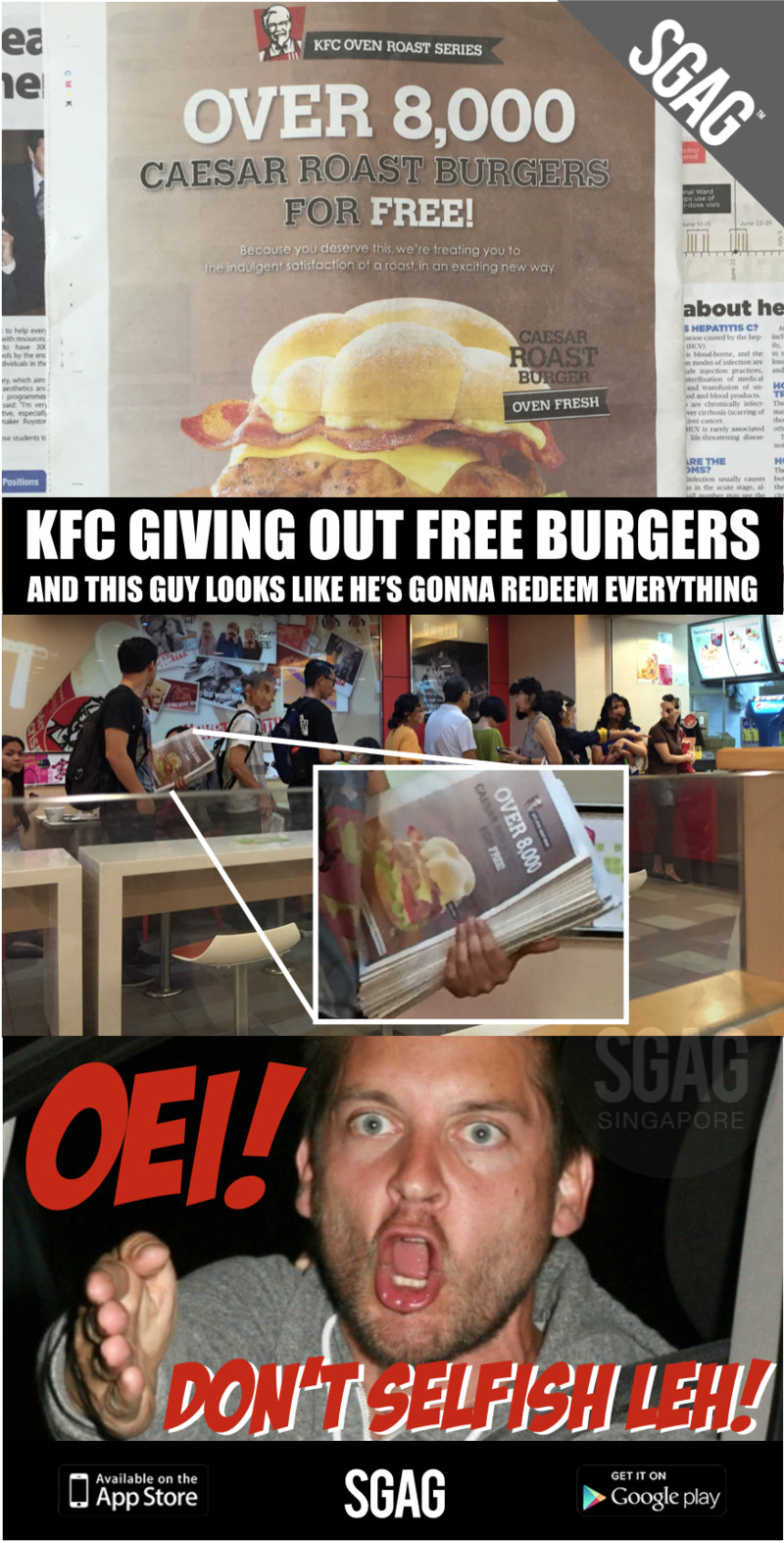 WA PIANG This Guy Redeeming Free KFC Burgers For His Whole Kampong WA PIANG This Guy Redeeming Free KFC Burgers For His Whole Kampong